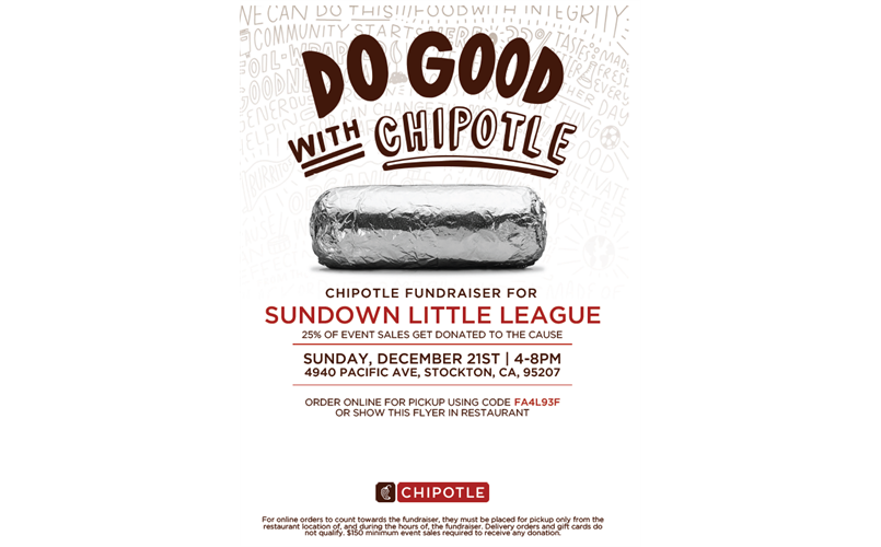 Fundraiser Chipotle 12/21/25 4/8pm Pacific ave